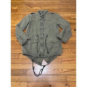 Levi's Womens Jacket Sz Small Green Military Full Zip Field Utility Lightweight